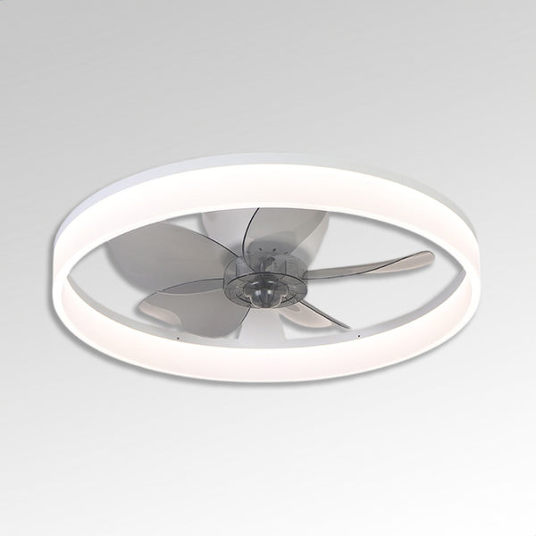 White Round Bladeless Ceiling Fan with LED Light 6 Wind Speed Remote Control 3 Color Temperature -Shangdon